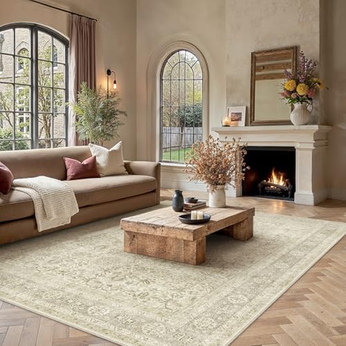 PureCozy Beige Area Rug 6x9 Vintage Traditional Distressed - Image 2