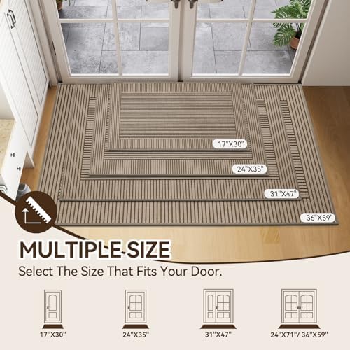 Door Mat 24"x35", Thin Dirt Trapper Entryway Front Doormat - Image 2
