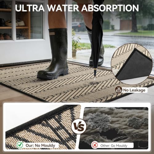 Door Mats Indoor/Outdoor Entrance Non Slip Doormat Brown 36"x59" - Image 5
