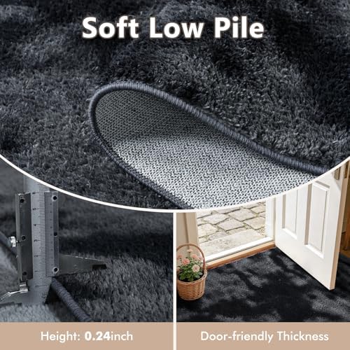 2x3 Tie-dye Dark Grey Area Rug Washable Non-Slip - Image 5