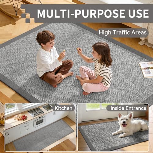 YDKGL Entryway Area Rug Hallway Kitchen Runners Non Slip Mat Grey 3x5 ft - Image 6