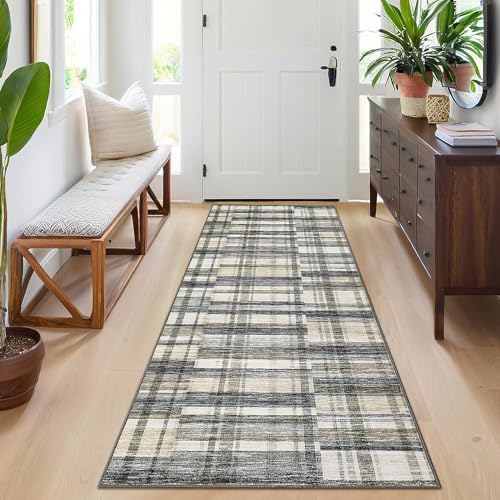 Garvee Washable Runner Rug 2x6 Runner Kitchen Runner Rug Non Slip Tartan Plaid - Image 2