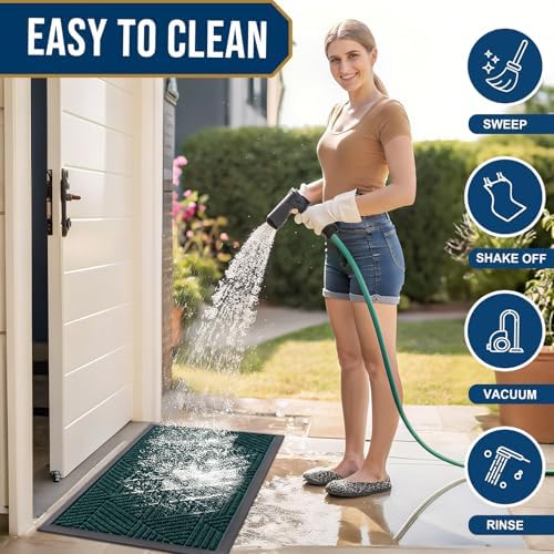 Smiry Front Door Mat Outside Entrance, Low Profile Rubber Doormat - Image 6