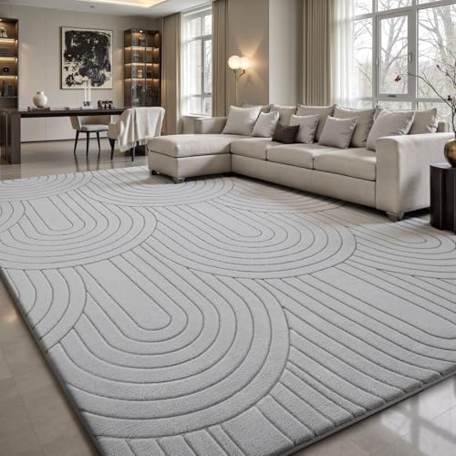 Sour Lemon Area Rugs 9x12 Living Room Bedroom, Large Carpet Grey Rug by SourLemon