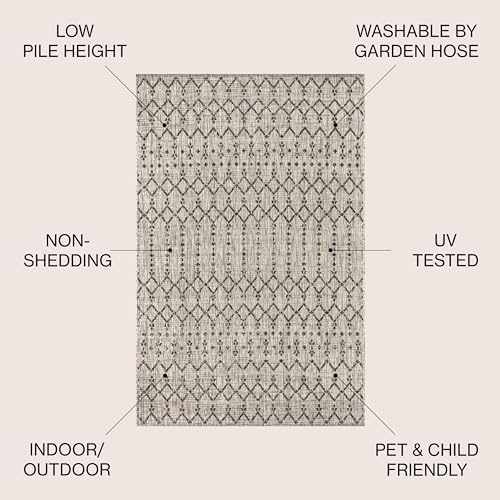 JONATHAN Y Moroccan Geometric Indoor Outdoor Round Area Rug 3 Ft Light - Image 2