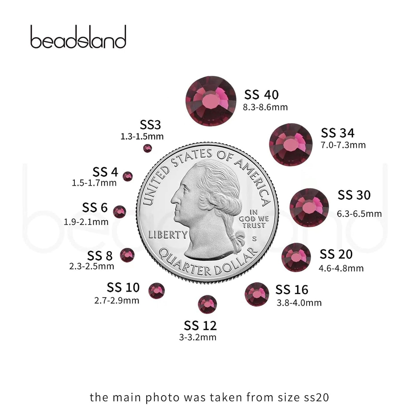 beadsland Flat Back Crystal Rhinestones Round Gems, Amethyst (4.6-4.8mm) SS20/1440pcs
