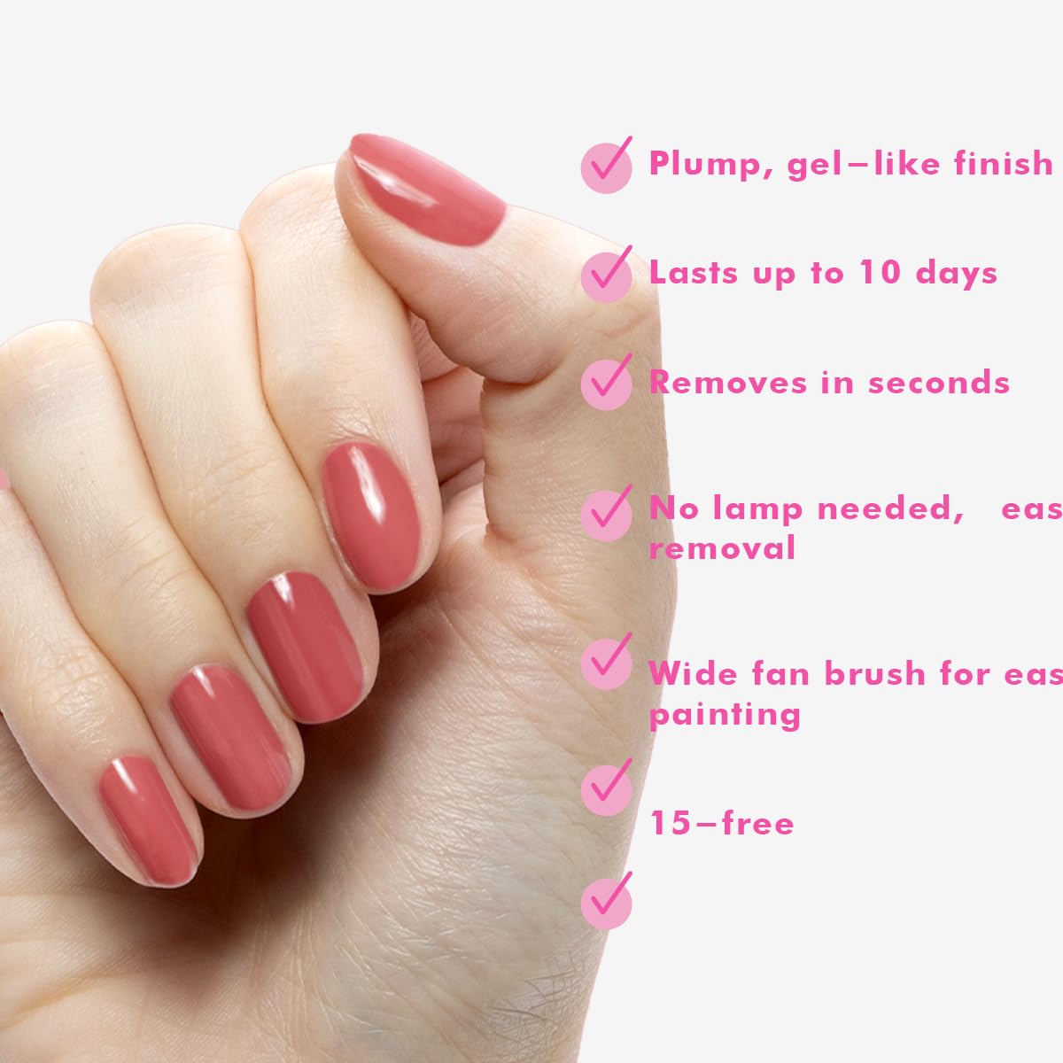 Olive & June Long Lasting Nail Polish | Plump Gel-Like Finish No Lamp Needed | Lasts up to 10 days | Salon-Quality Color at Home | 15-Free Vegan Cruelty-Free Chip-Resistant Shine | LD Rosy Neutral