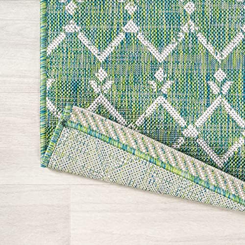 JONATHAN Y Moroccan Geometric Indoor Outdoor Area Rug 4X6 Green/Cream, Ourika - Image 5