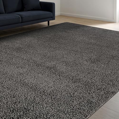 Area Rug 6x9 Dark Gray Washable Indoor Rug Solid Non Slip Easy to Clean Non by LenaRug