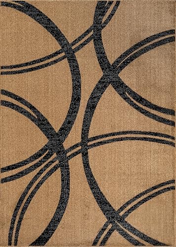 Rugshop Wavy Circles Modern Non-Shedding Area Rug Jute 3'3" x 5' - Image 2