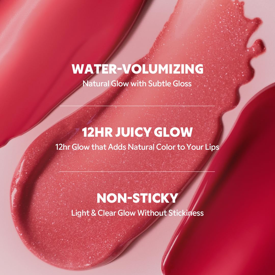 TIRTIR [*Mini Size Waterism Tinted Lip Gloss #24 Lovably, 0.06 Fl Oz – Kiss Ready Lipgloss, 12H Long Lasting Non Sticky Natural Tinted Glow Korean Multiuse Cheek and Lip Tint for Women gift
