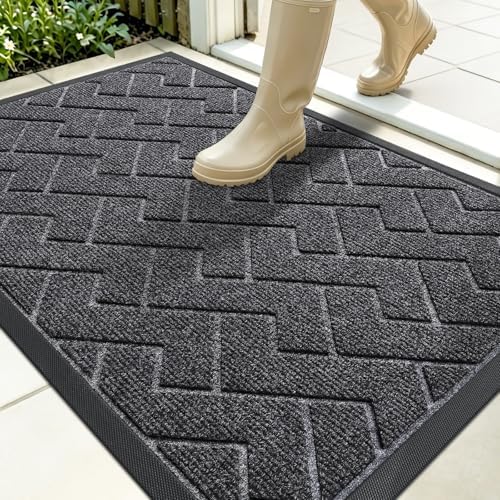 OLANLY Front Door Mat Outside 35x23, All-Season Absorbent Rubber Doormat by OLANLY