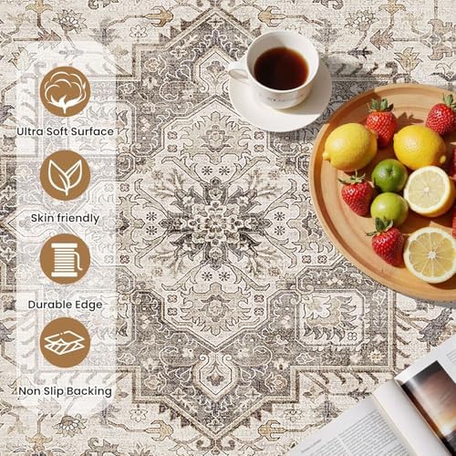 cotiled 3x5 Area Rug for Living Room, Traditional, Light Brown - Image 6