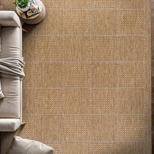 Beverly Rug Easy Jute Checkered Squared Rug 8x10 Washable Durable Indoor - Image 4