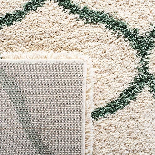 SAFAVIEH Hudson Shag Rug 8x10, Plush Trellis Large Ivory & Green SGH280H - Image 5