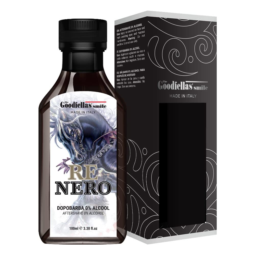 The Goodfellas' smile Alcohol-Free Soothing Aftershave Splash/Tonic, Made in Italy, 100 ml, 3.38 oz (NERO/Patchouly & Cedarwood)