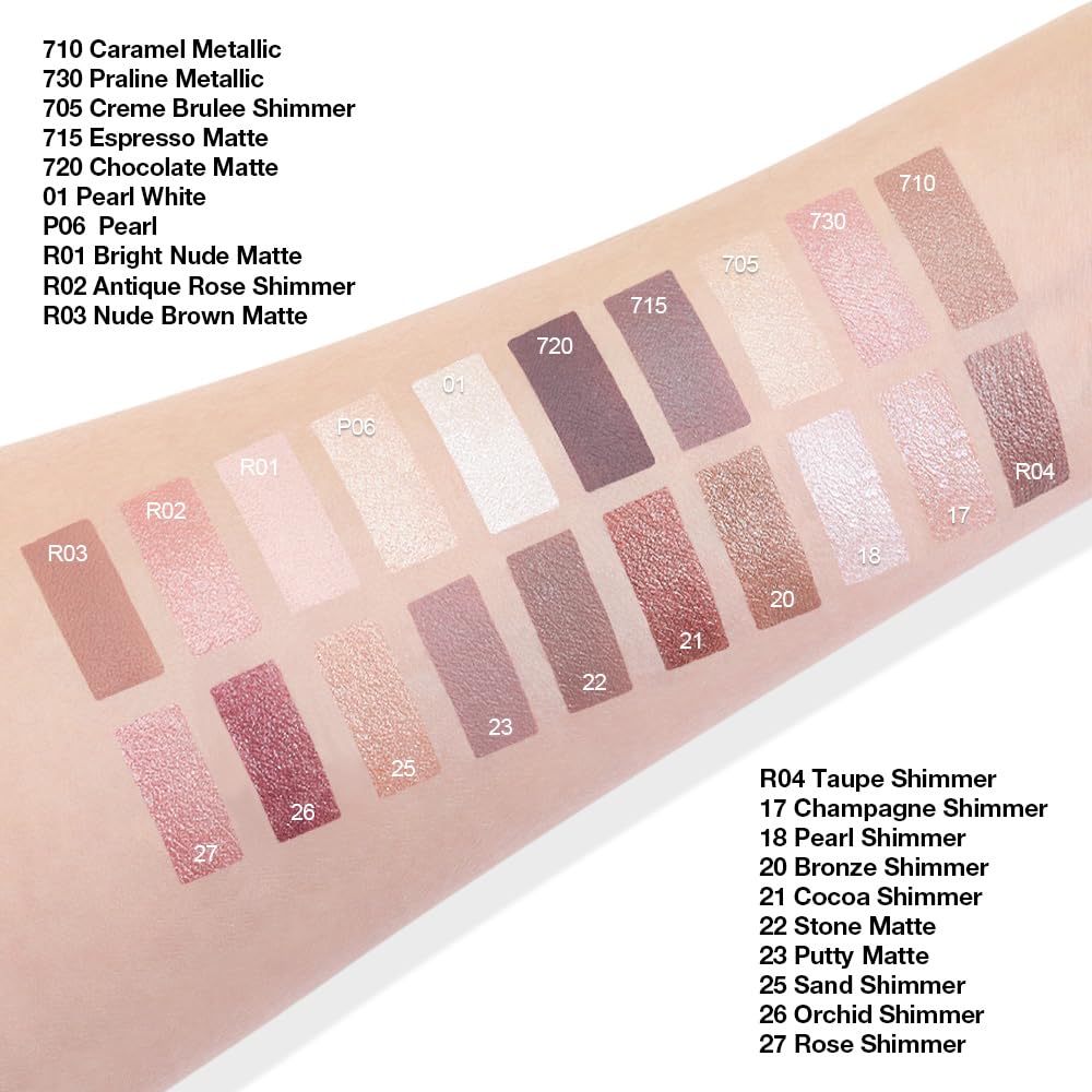 evpct Single Cream Eye Shadow Palette Pot Makeup for older Women, Cocoa Mocha Shimmer Glitter Metallic Monochrome Cream to Powder Eyeshadow Palette Eye Brightener, High Pigment Waterproof Blendable