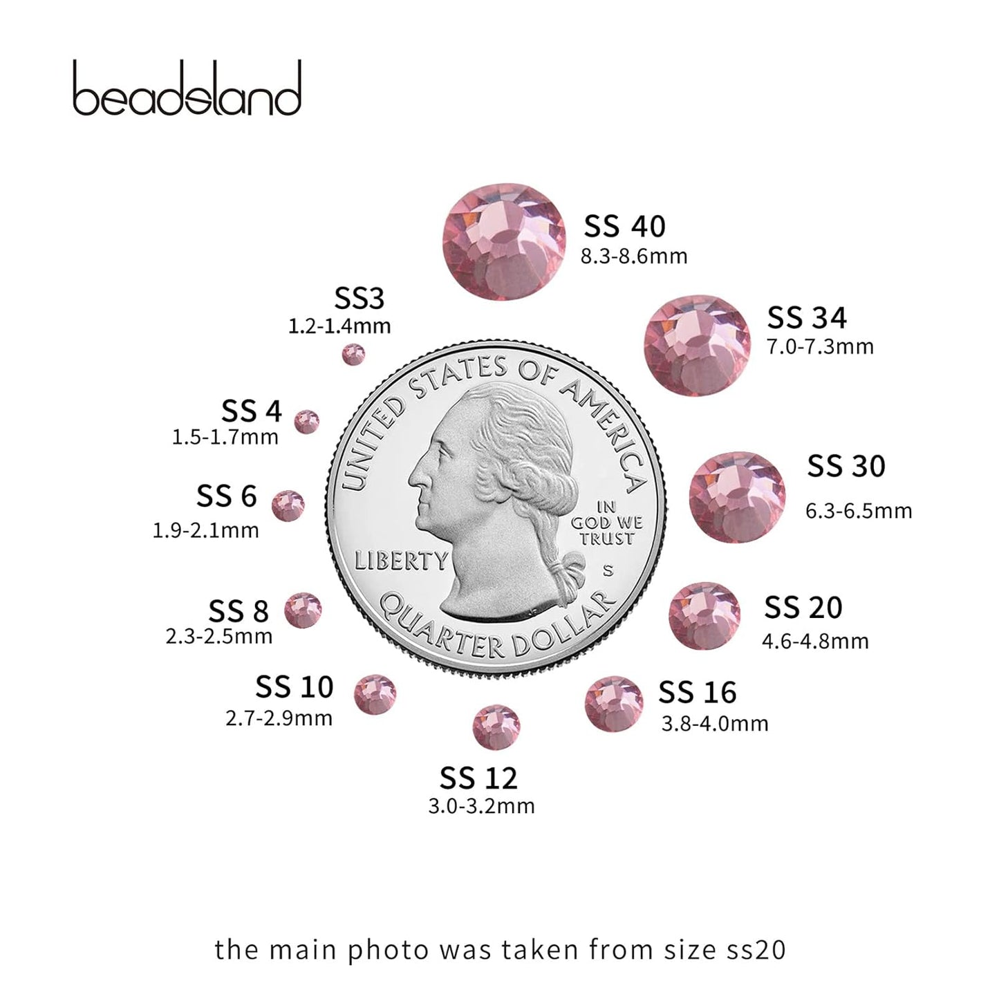 Beadsland 1440pcs Flat Back Crystal Rhinestones Round Gems for Nail Art and Craft Glue Fix,Light Purple,SS3,1.3-1.5mm