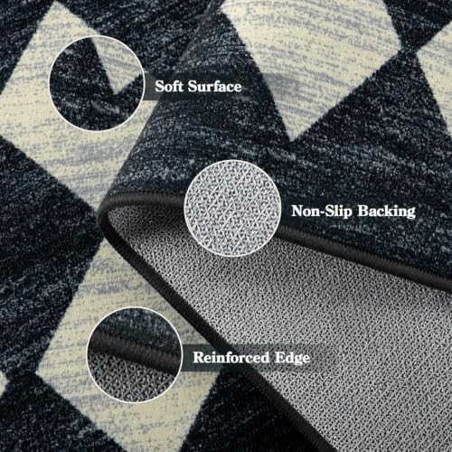Checkered Kitchen Runner Rug 2x6 Black, Non Slip Washable Hallway Bathroom - Image 6