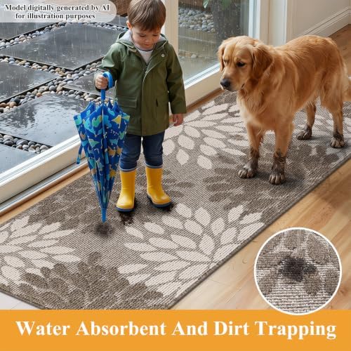 HEBE Washable Hallway Runner Rug 2x8, High-Low Textured Kitchen Rug Runner - Image 4
