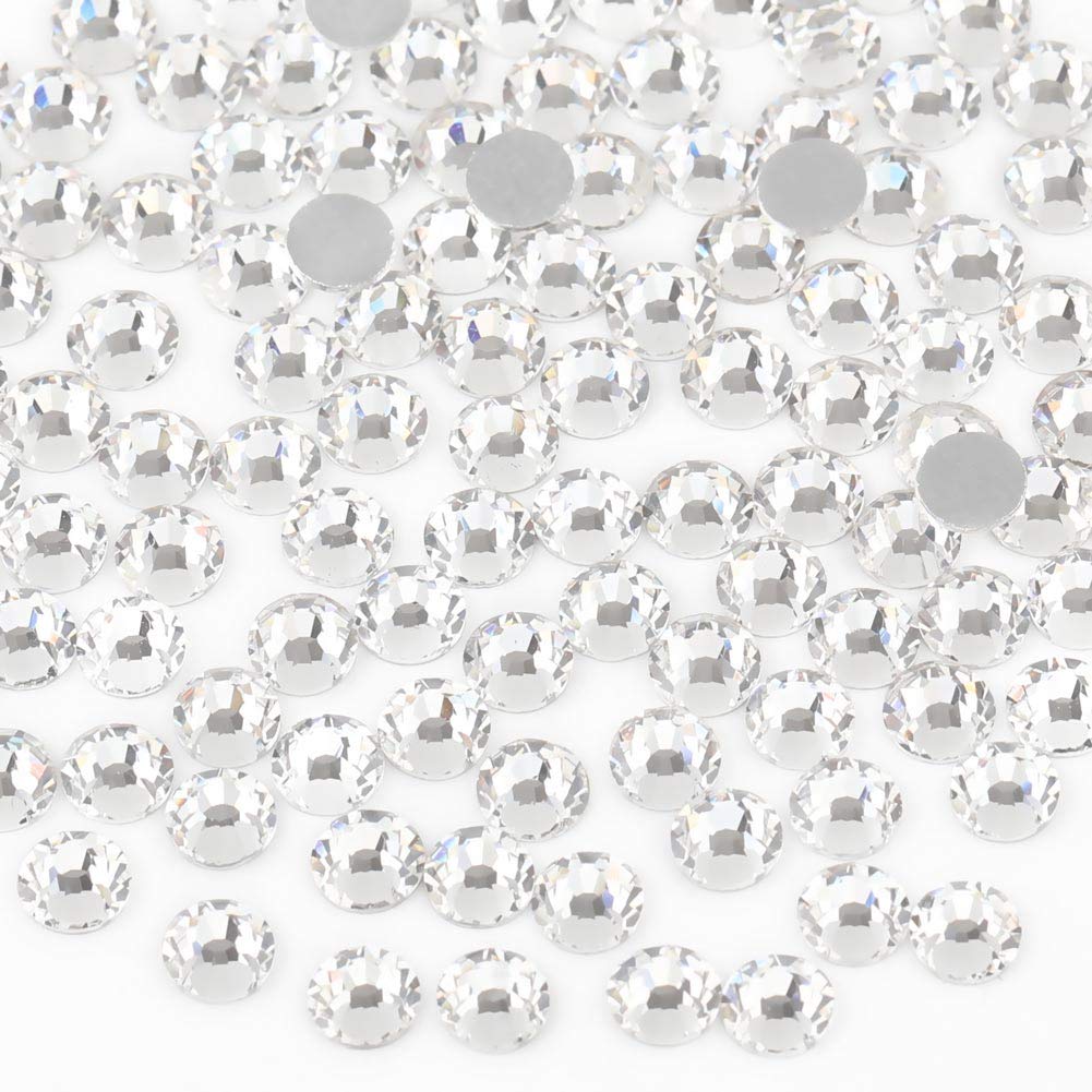 beadsland 288pcs Flat Back Crystal Rhinestones Round Gems for Nail Art and Craft Glue Fix, Crystal (SS30(6.4-6.6mm))
