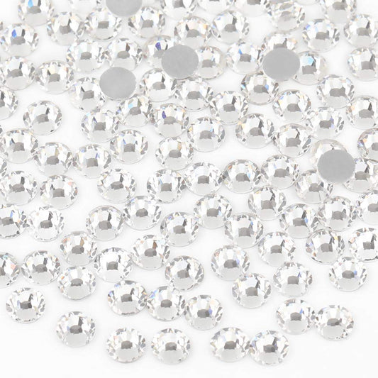 beadsland 288pcs Flat Back Crystal Rhinestones Round Gems for Nail Art and Craft Glue Fix, Crystal (SS30(6.4-6.6mm))