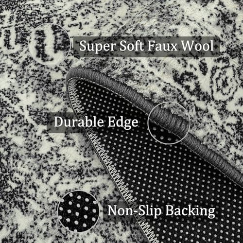 Morebes 2x3 Black Entryway Rugs, Washable Vintage Bathroom Rug Non Slip Indoor - Image 4