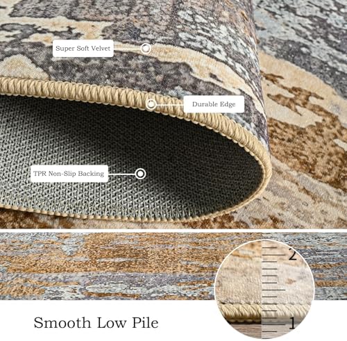 Toneed Washable 8x10 Camel Area Rug - Image 5