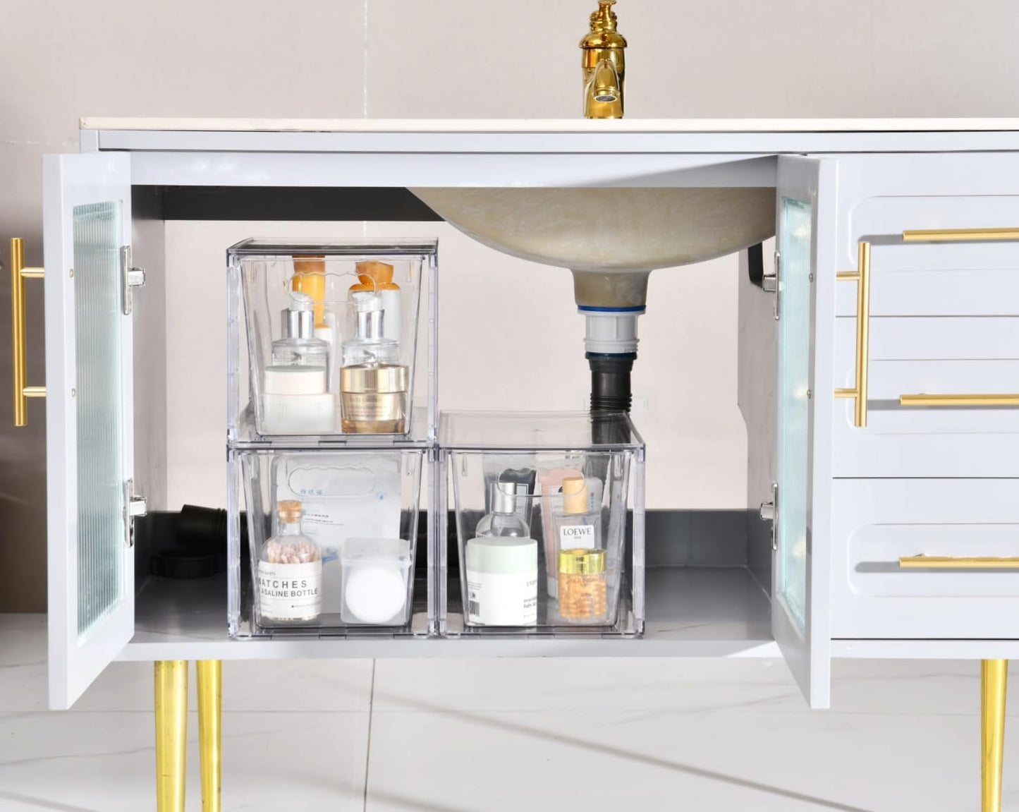 Plastic Drawers Storage, 4Pack Clear Stackable Storage Drawers, Acrylic Storage Bins with Drawers for Fridge Organizers, PlasticDrawers Stackable for Makeup Organizers Cosmetic Display, Large