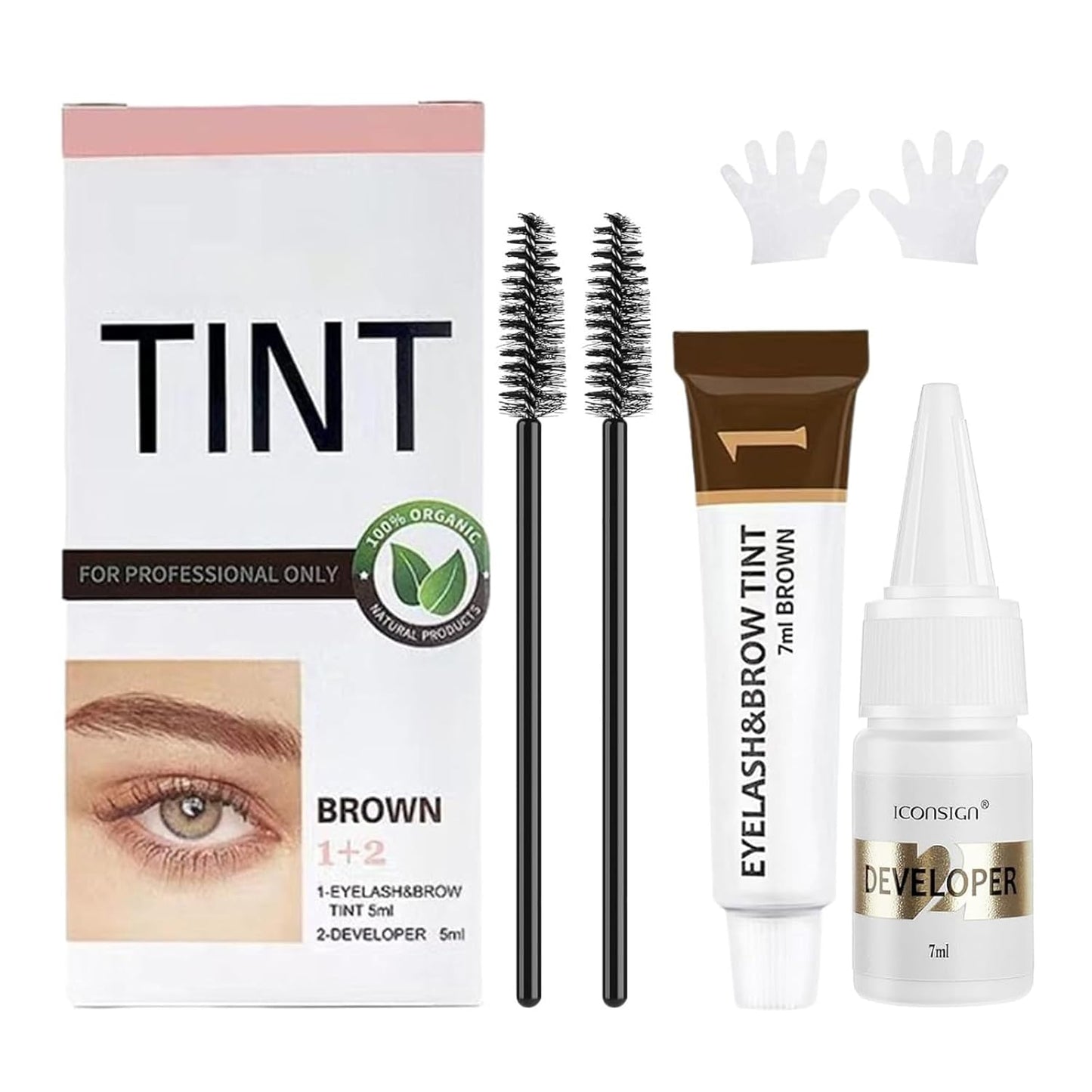 Lash Color Kit, Professional Natural Brown Eyebrow & Eyelash Color Kit Lasting for 6 Weeks, Waterproof & Safe Color for Salon Home Easy Use- Creates Natural Looking Brows Gift for Women Girl Mom Wife