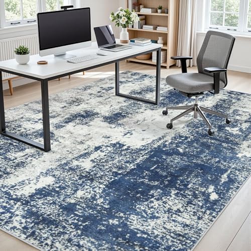 9x12 Area Rugs for Living Room Large Washable Abstract Blue Carpets - Image 7