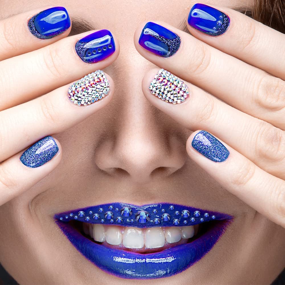 3000Pcs Royal Blue Crystal Rhinestones,Glass Flatback Rhinestones Mini Gemstones for Nail Face Makeup Art Crafts Clothes Decoration -(SS6,2.0mm,Royal Blue)