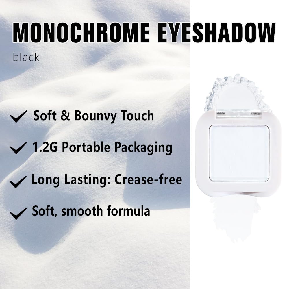 Buildable Matte Eyeshadow Makeup Palette Single - White Shades | Creamy Pressed Powder for Easy Blending | Mini Travel Palette for Women | Everyday Natural Eye Makeup