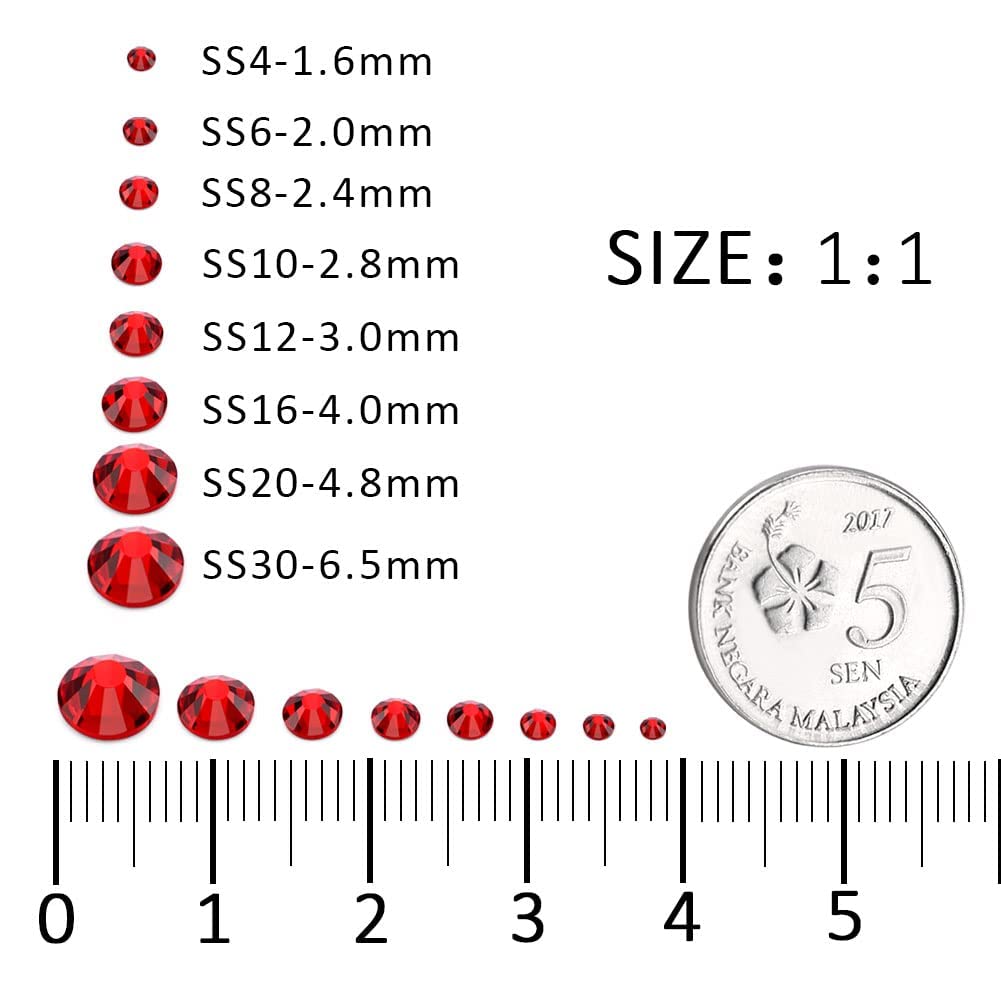 3000Pcs Ruby Red Crystal Rhinestones,Glass Flatback Rhinestones Mini Gemstones for Nail Face Makeup Art Crafts Clothes Decoration -(SS8,2.4mm,Ruby Red)