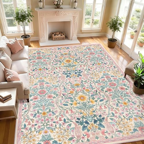 8x10 Large Area Rug Floral Botanical Boho Carpet by NakedCloud
