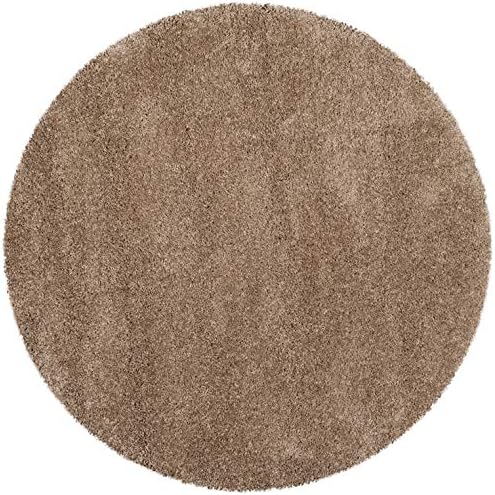 SAFAVIEH Milan Shag Collection 5'1" x 5'1" Round Dark Beige SG180 Solid - Image 3