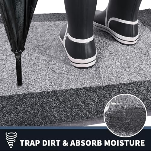 PURRUGS Dirt Trapping Indoor Door Mat, Light Grey & Grey - Image 3