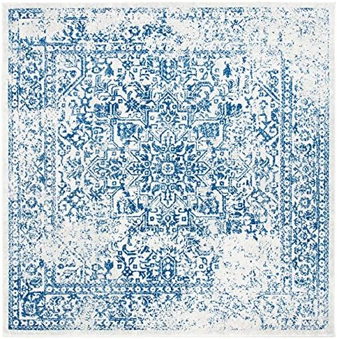 SAFAVIEH Evoke Square Rug 6'7", Ivory & Navy EVK256N - Image 3