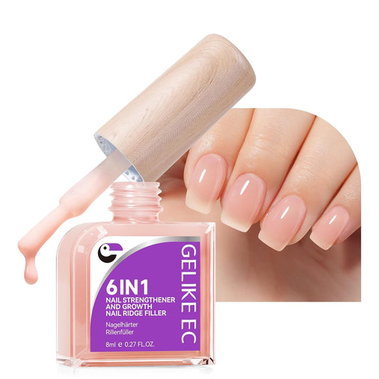 Nail Strengthener Protein for Damaged Nails: Pink 6 in 1 Natural Nail Hardener Extra Strong and Growth - Long Lasting Repair for Damaged Nails - Growth Oil for Salon Home Daily Work