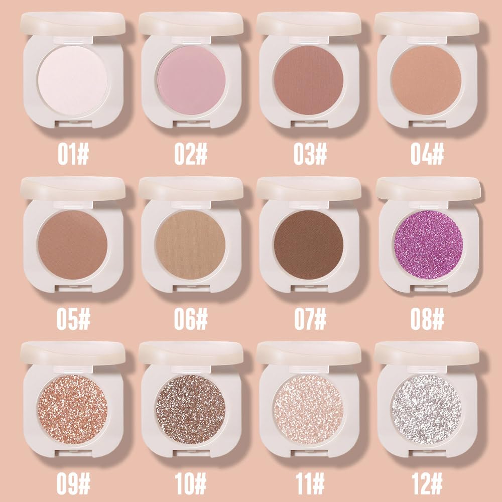 Monochrome Matte Eyeshadow, Brown Eye Shadow Makeup, Neutral Matte Pressed Powder,Single Vegan Eyeshadow, Highly Pigmented Natural Eyeshadow Palette,Single Long Lasting Nature Eye Make 04#