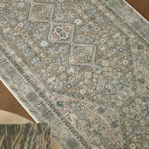 2'x8' Beige Brown Runner Rug, Washable Carpet - Image 4