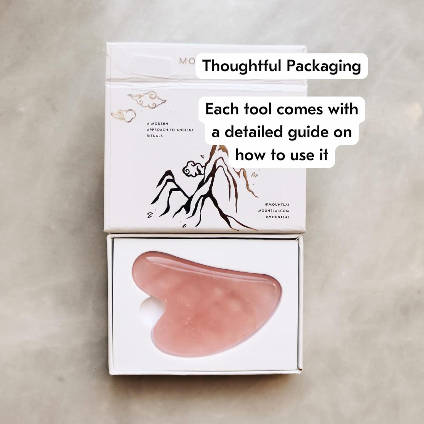 Mount Lai Rose Quartz Gua Sha Facial Tool – The Stone of Graceful Radiance – 100% Genuine Rose Quartz Stone Face Sculpting Tool for Lymphatic Drainage, Puffiness Reduction & Graceful Beauty