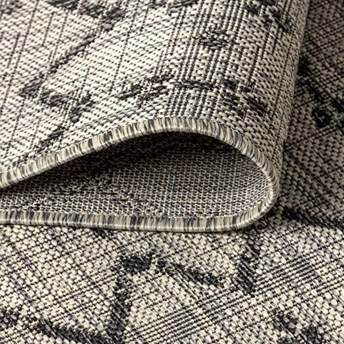 JONATHAN Y Moroccan Geometric Indoor Outdoor Runner Rug 2X8 Light Gray/Black - Image 4