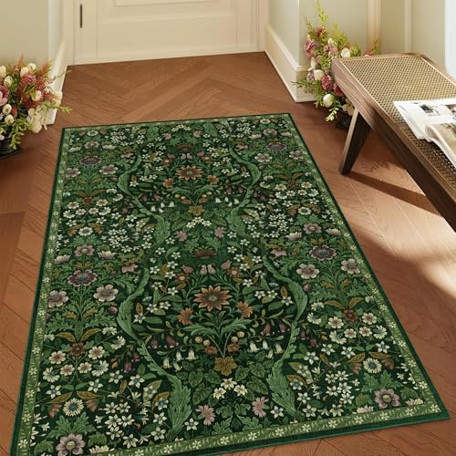 3x5 Floral Area Rug Soft Low Pile Boho Carpet - Image 3
