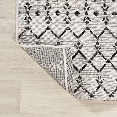 JONATHAN Y Moroccan Geometric Indoor Outdoor Square Area Rug 5X5 Cream/Black - Image 3