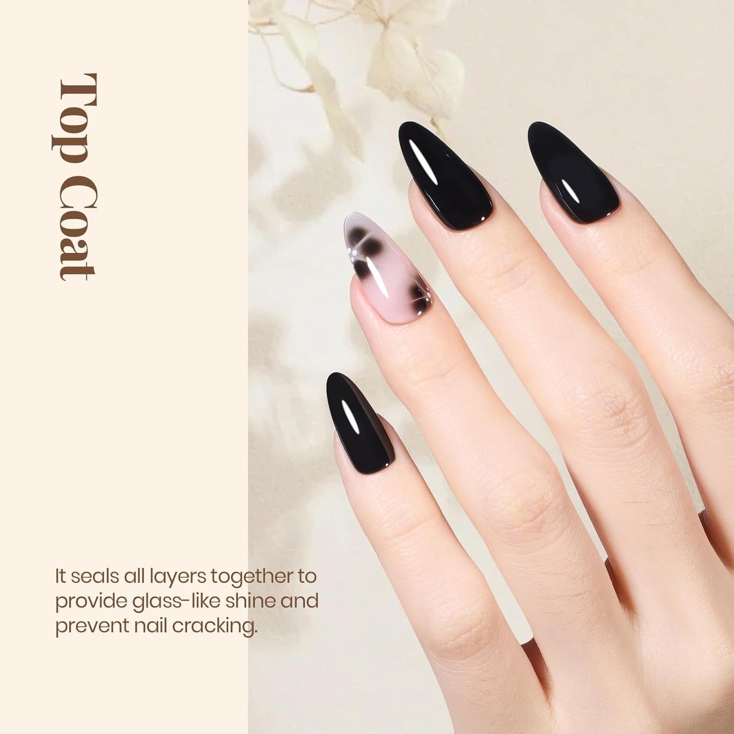 Beetles Gel Top Coat - 15ml No Wipe Top Coat High Gloss Shiny and Long-Lasting Soak Off LED Nail Lamp for Gel Polish