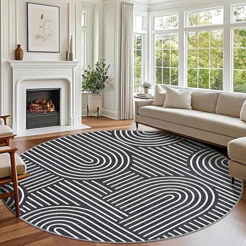 ROYHOME Modern 6ft Round Washable Rug by ROYHOME