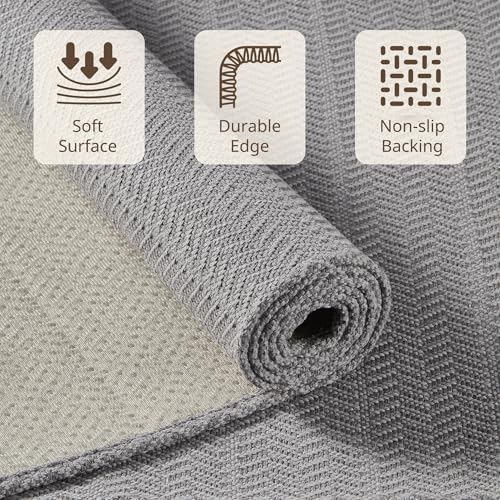 MatEssenz 17"x29.5" Faux Linen Entryway Rug, Washable Woven Textured Indoor - Image 3