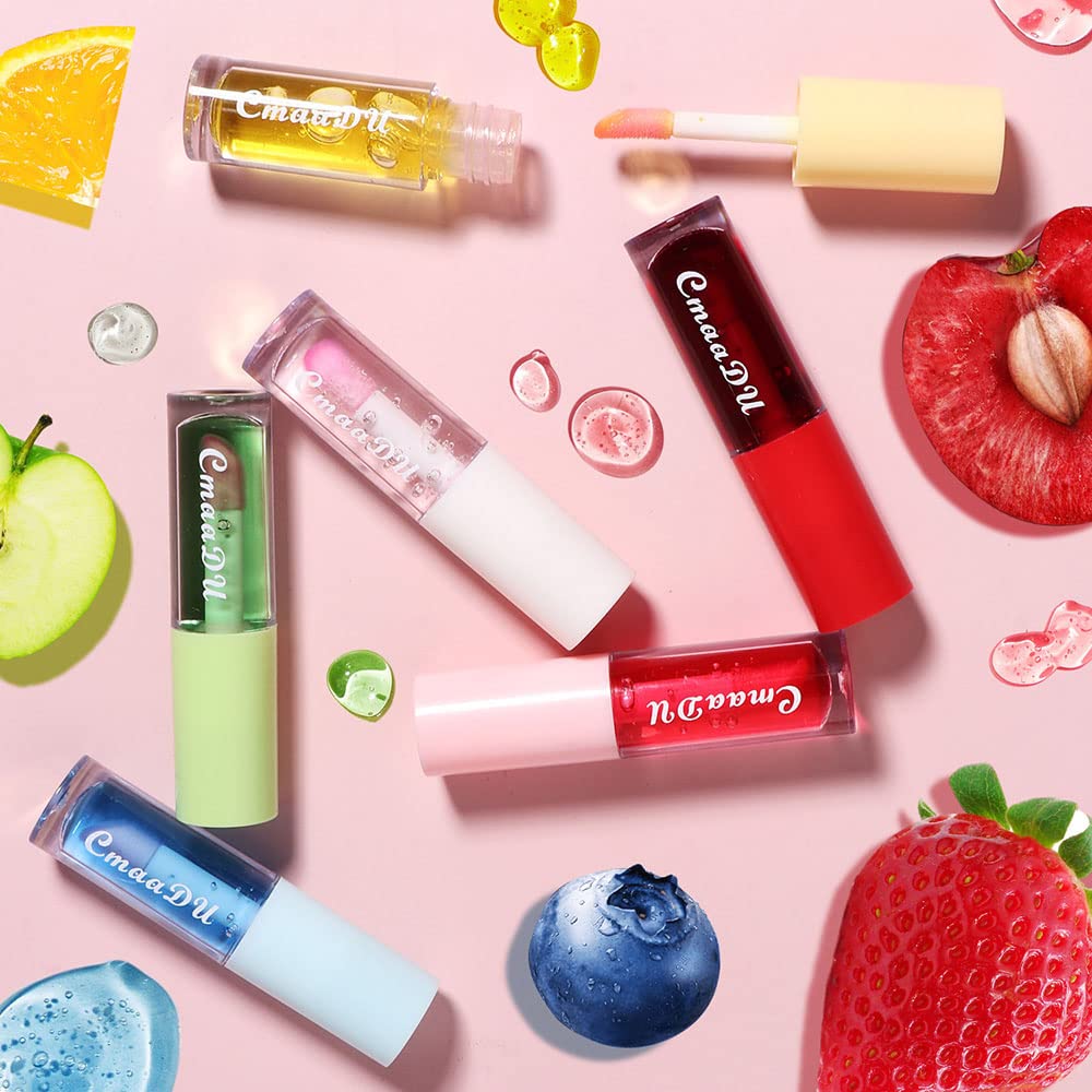 evpct 6Pcs Mini Clear Color Change Changing PH Tinted Lip Gloss Sets for Women, Lip Oil Gloss Balm Tint Stain Glaze Pack Hydrating Moisturizer Lipstick Magic labiales magicos 0.071fl.oz *6