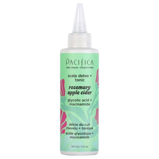 Pacifica Scalp Detox Tonic – Rosemary Apple Cider Scalp Exfoliator, Apple Cider Vinger Hair Rinse w/ Salicylic Acid for Clarifying Build Up, Vegan Treatment and Pre Shampoo Cleanser - 5 oz